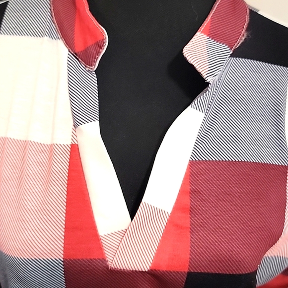 SHEIN Womens red/black/white plaid blouse - Picture 3 of 7